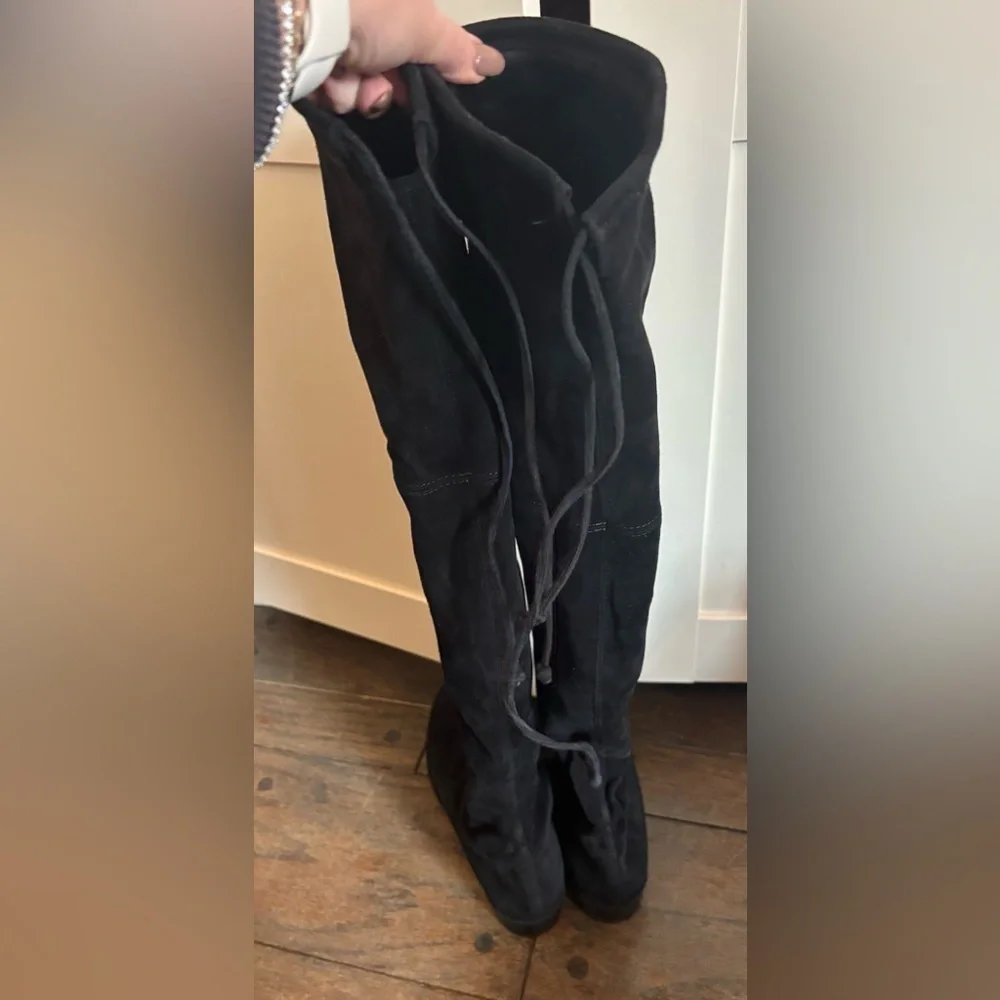 Stuart Weitzman Lowland Suede Black Over-the-Knee Women's Boots Size 7.5